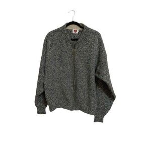I’m A Plum Wool Blend Zip Front Sweater Vintage Size L Gray Made In USA